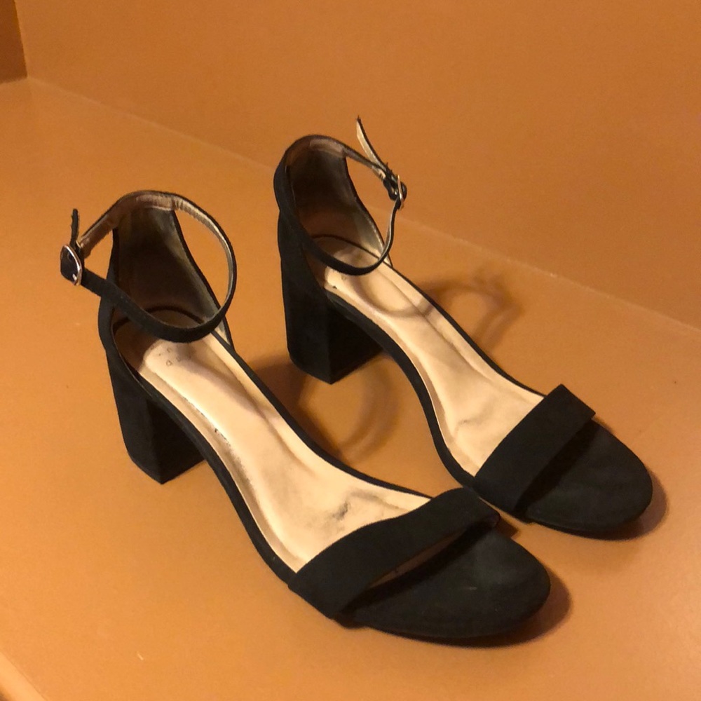 Black 2 inch Open Toed Heels